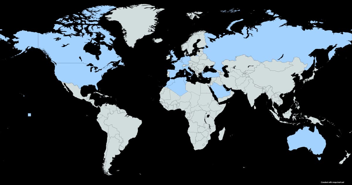 World map showing patients from 5 continents